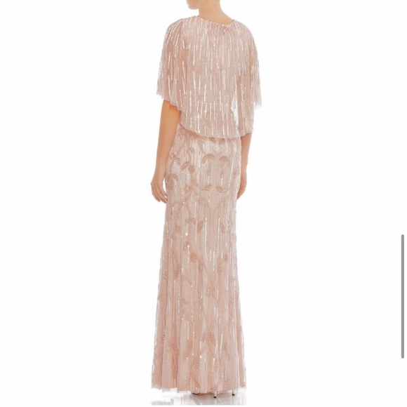 MAC DUGGAL Wrap Front Beaded Cape Gown NEW Blush Pink Size 10 Dress - Picture 8 of 15